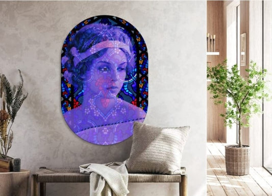 Aluminium Muur ovaal Glass Lady 50 x 75