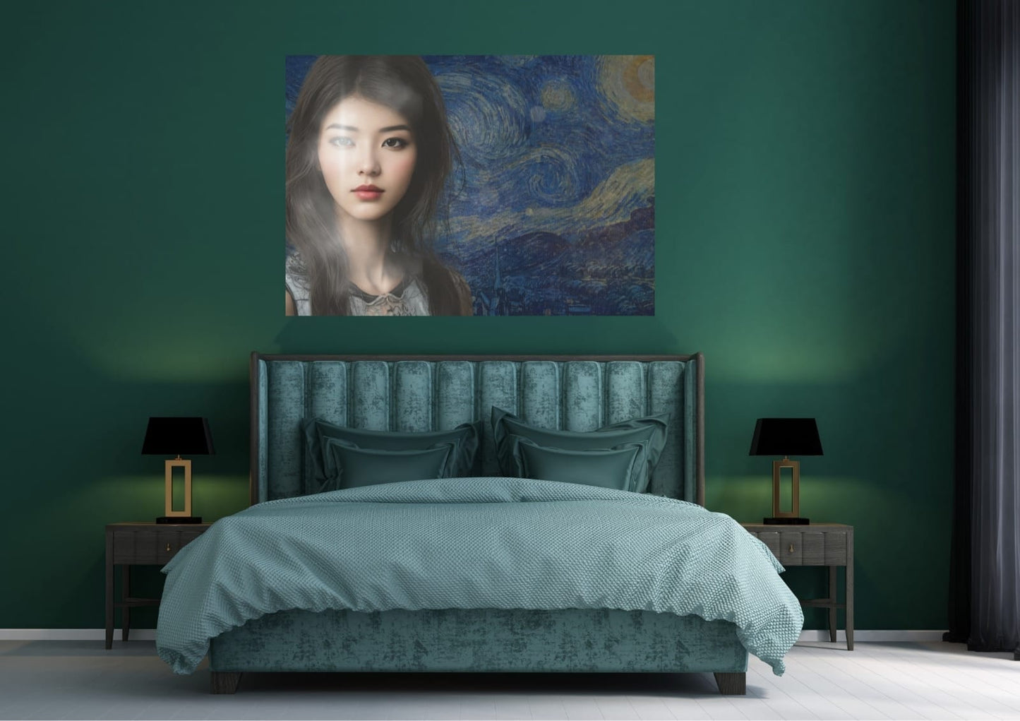 Canvasprint Lady Starry Night 80x60cm