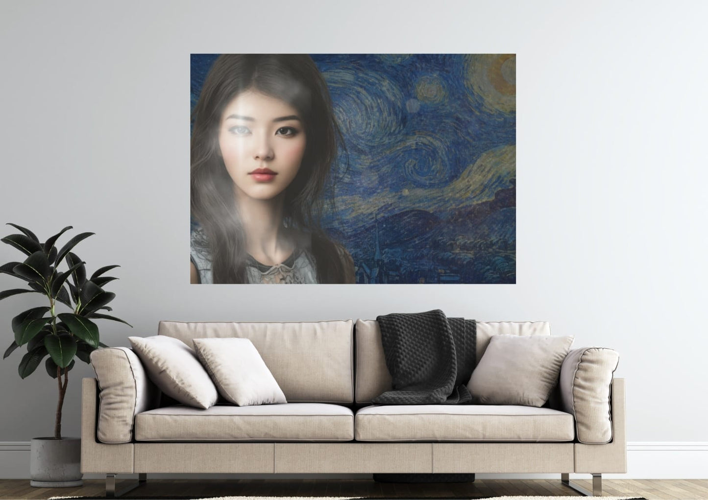 Canvasprint Lady Starry Night 80x60cm