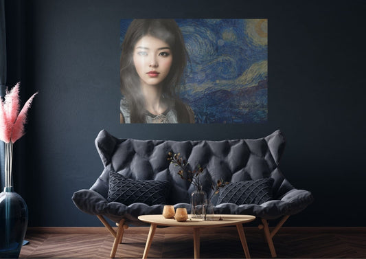 Canvasprint Lady Starry Night 80x60cm