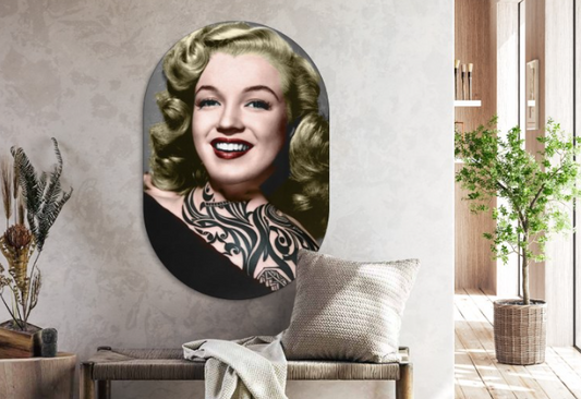 Aluminium Muur ovaal Marilyn Monroe Tattoo 50 x 75