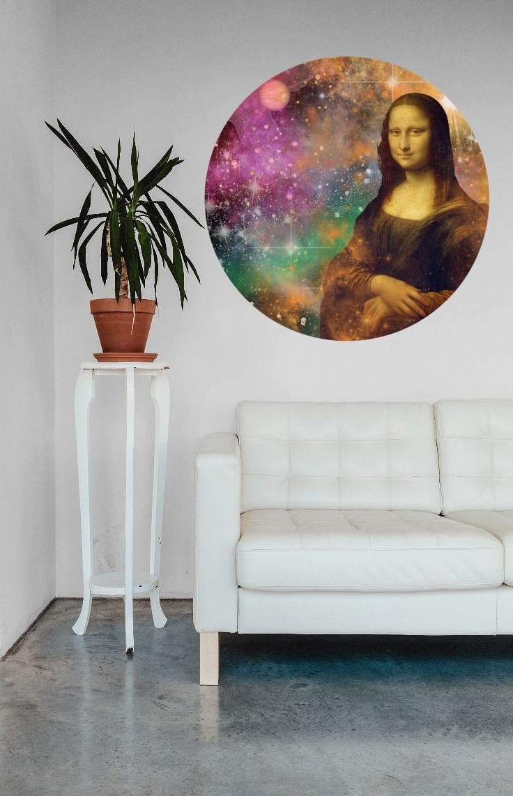 Muurcirkel Mona Lisa in space Ø 100 cm (5mm)