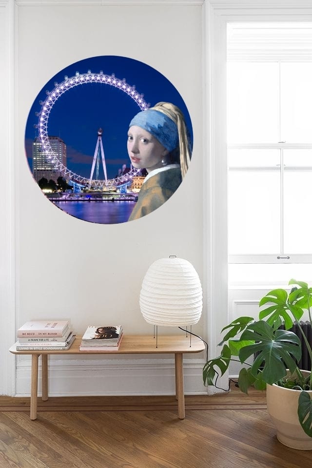 Muurcirkel Meisje met de Parel London Eye Ø 70 cm (3mm)