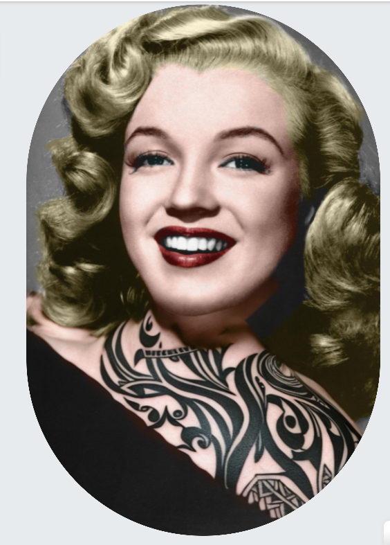 Aluminium Muur ovaal Marilyn Monroe Tattoo 50 x 75